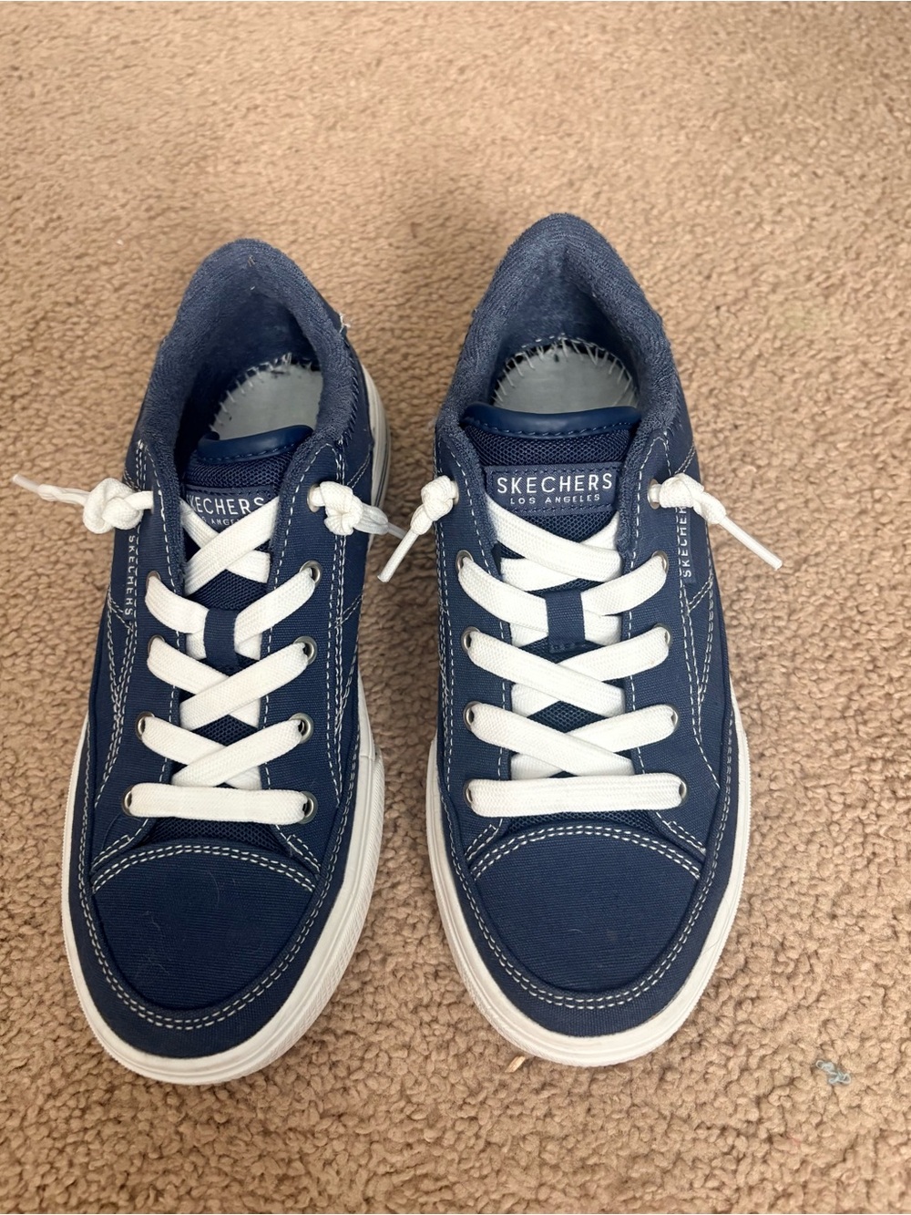 Skechers Navy Canvas Low-Top Sneakers with White Laces